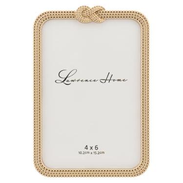 Imagem de Lawrence Frames Porta-retrato de metal dourado 10 x 15 cm - Design de corda e nó