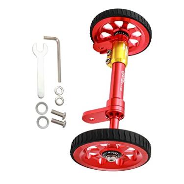 Imagem de Luzhengyang Suporte de carga traseiro de haste de extensão de rodas fáceis de dobrar peso para bicicleta Brompton - Barra telescópica com rodinhas lisas - para transporte, caminhada e estacionamento