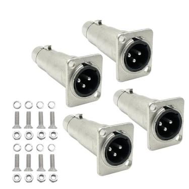 Imagem de Voluty Tek 3PIN D Patch Panel Mount XLR macho para XLR fêmea feed/Pass Thru conector adaptador 4 peças