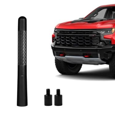 Imagem de Antena de caminhão de fibra de carbono para Chevy Silverado 1500 2500 3500 e GMC Sierra 1999-2025, acessórios de caminhão de antena Chevy Silverado, antenas de vídeo de carro curtas (12,7 cm - fibra