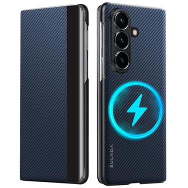 Imagem de YQODSZ Capa fólio para Samsung Galaxy Z Fold 7 com anel magnético oculto, [compatível Magsafe] Capa flip de couro premium com compartimento para cartões, fecho magnético, tudo incluído, capa fólio