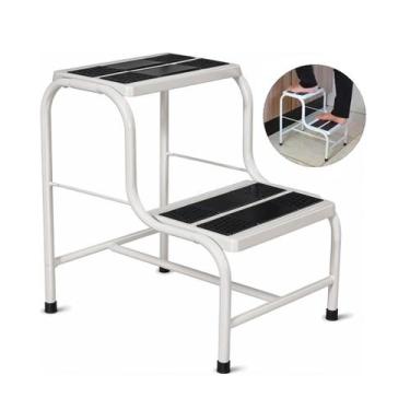 Imagem de Escada Escadinha Aço 02 Degraus Maca Depilação Estética Hospitalar - U