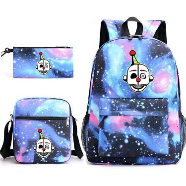 Imagem de Conjunto de mochilas, bolsa escolar de lona de anime Five Nights para crianças