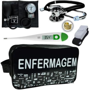 Imagem de Kit Enfermagem Estágio Com Aparelho de Pressão Estetoscópio Rappaport 