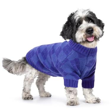 Imagem de Queenmore Suéter de cachorro médio, suéteres para cães médios, meninas, meninos, roupas de Natal para cachorros, pulôver de malha aconchegante quente com padrão xadrez, jaqueta de inverno macia para