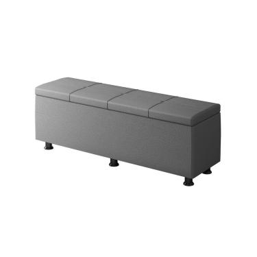 Imagem de Baú Sapateira Estofada Casal 140 Cm Marte Corino - Skybox Cor Cinza