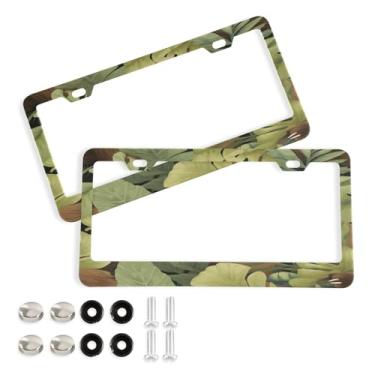 Imagem de Wassud Moldura de placa de licença preguiça nas folhas com parafusos, 2 pacotes de molduras decorativas de etiqueta de carro de alumínio, acessórios universais de carro para mulheres e homens