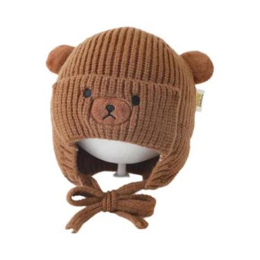 Imagem de Gorro De Urso Tricotado Para Meninas E Meninos, Quente E À Prova De Ve