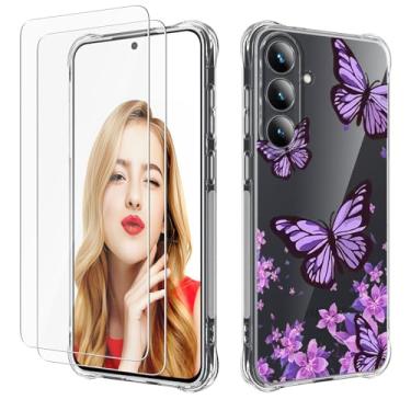 Imagem de FollmeAir Capa para Samsung Galaxy S25 FE com 2 protetores de tela, cantos reforçados com TPU fino, flexível, absorção de choque, borracha para meninas e mulheres, capa macia para Galaxy S25 FE