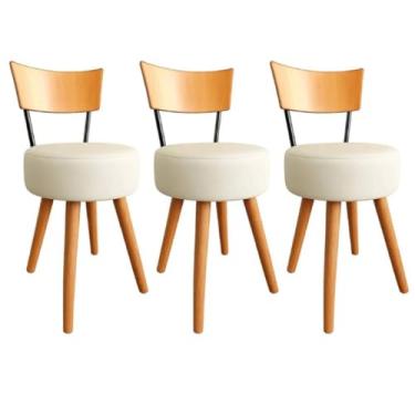 Imagem de Kit 3 Cadeiras Para Cozinha Sala Casa Apartamento Com Encosto Pés Madeira Reforçada