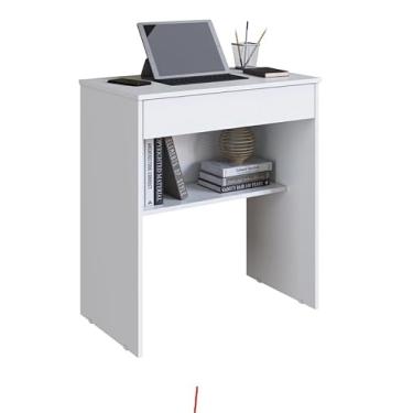 Imagem de Escrivaninha/Mesa de Computador com 1 Gaveta e Prateleira Organizadora para Quarto ou Escritório de Estudo (Branco) hyze