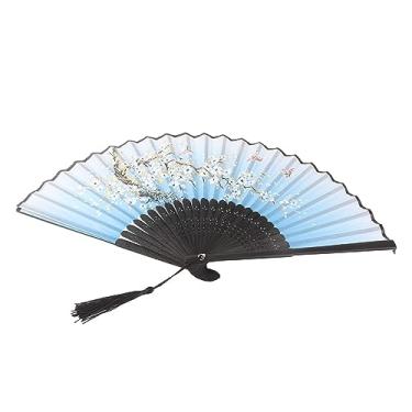 Imagem de Mingzhe Leque de Mão Dobrável para Festa de Dança, Presente Casamento, Decoração Escritório Em Casa, Leve, Dobrável, Design Oco Elegante, Estilo Clássico, Cinza, Azul, Roxo, Rosa (Azul)