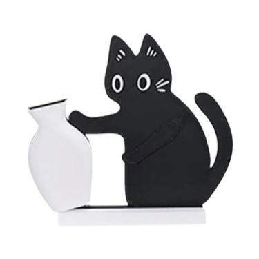 Imagem de Vaso de gatinho impresso em 3D, figura simples fofa, decoração de mesa