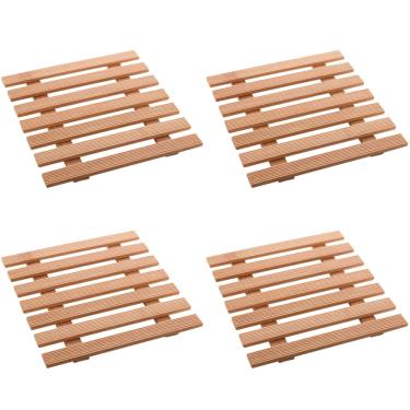 Imagem de Kit 4 Descanso de Panelas Bambu Moderno 17cm x 17cm Lyor