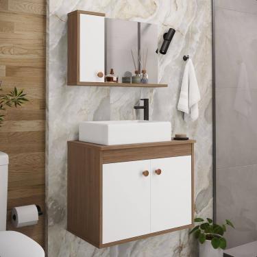 Imagem de Conjunto Gabinete Para Banheiro Pratiko Avelato Branco - Rede Móveis