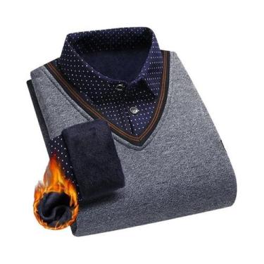 Imagem de Suéter Masculino De Moletom Peluciado Grosso E Quente Para Outono/Inve