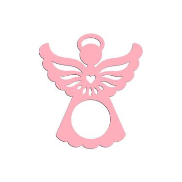 Imagem de Porta Guardanapo Anjinho Kit Com 4 Peças 7cmx8cm - Cria Arte Laser Rosa Claro