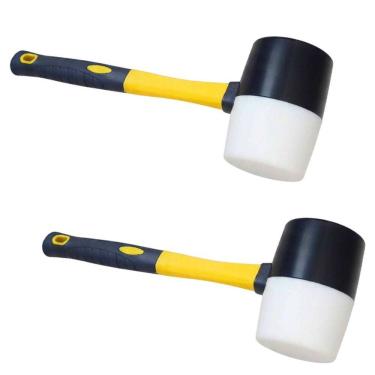 Imagem de Martelo Borracha Construcao Kit 2 Uni Ceramica Porcelanato Assentar Piso Azulejo Ergonomico Marreta Obra Manutencao