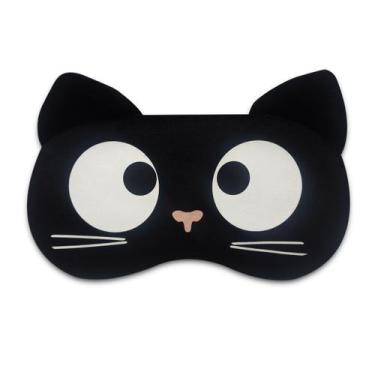 Imagem de Máscara Para Dormir Gato Preto Gel Térmico Reduz Olheiras - Flash