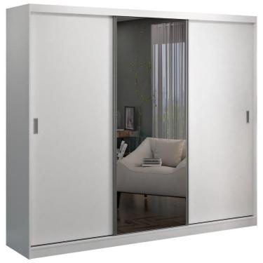 Imagem de Guarda Roupa Casal 3 Portas De Correr 1 Espelho Winter F04 Branco- Mpozenato