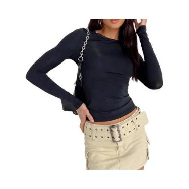 Imagem de Camiseta Feminina Manga Longa Slim Fit - Casual Y2K para Primavera/Out