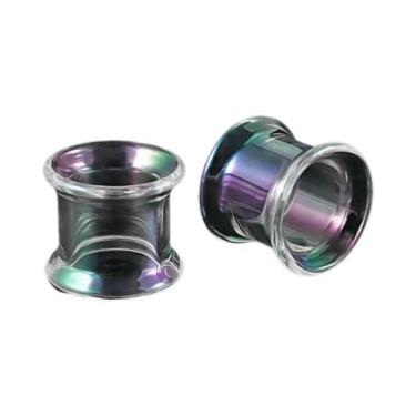 Imagem de Alargadores De Orelha De Vidro AB Coloridos, Túneis De Orelha De Vidro