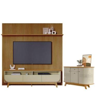 Imagem de Estante Home Theater Com Bancada Suspensa Luna com Aparador para Sala 
