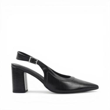 Imagem de Scarpin Slingback Salto Bloco - USAFLEX, Preto, 36