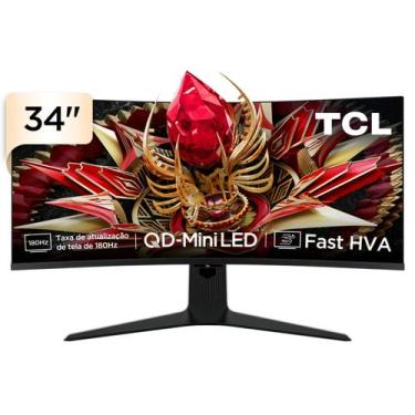 Imagem de Monitor Gamer Curvo TCL 34 Polegadas QDMini LED WQHD R83Q 180Hz 1ms Gt