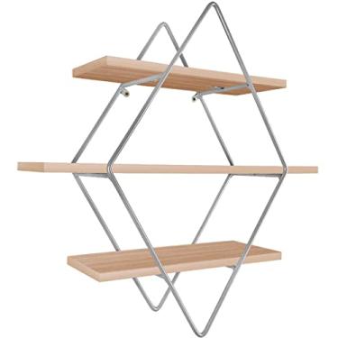 Imagem de Prateleira Tripla Estante Decorativa Livros Quarto Sala Losan Aço MDF - Prata Jade