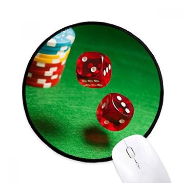 Imagem de Dice Chips verde mesa foto redonda antiderrapante mouse pads preto bordas costuradas presente de escritório