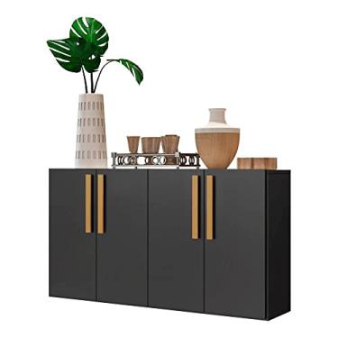 Imagem de Aparador Buffet 4 portas Viena Multimóveis Preto/natural