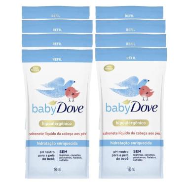 Imagem de kit 8 Sabonetes Líquido Baby Dove Hidratação Enriquecida Refil 180ml