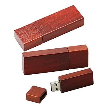 Imagem de Flash Drive USB de madeira de 64 GB, unidades USB cartão de memória, pen drive USB 2.0, pen drive, armazenamento de data, pendrive, armazenamento externo (vermelho)