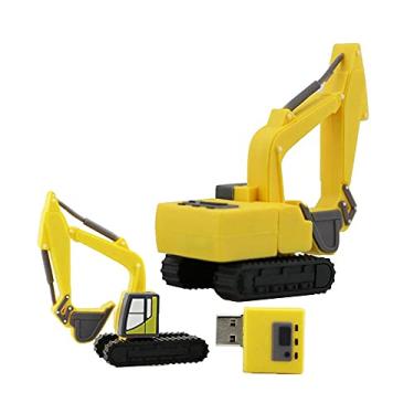 Imagem de Flash Drives USB em forma de escavadeira de 64 GB, pen drive USB 2.0, pendrive, pendrive, USB, disco, pen drive, disco, pen drive (amarelo)