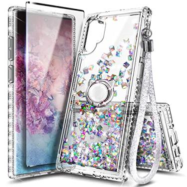 Imagem de NGB Supremacy Capa compatível com Samsung Galaxy Note 10 com protetor de tela (cobertura máxima, TPU flexível), suporte de anel/pulseira, capa fofa com glitter líquido brilhante para meninas e mulheres (cristal preciosa)