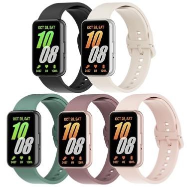 Imagem de Pacote com 5 pulseiras de silicone compatíveis com Samsung Galaxy Fit 3, macia, ajustável, esportiva, respirável, pulseira de reposição para smartwatch Galaxy Fit 3 SM-R390