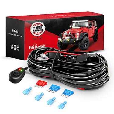 Imagem de Nilight Kit de fiação de barra de luz LED off-road 16 AWG, relé liga/desliga, interruptor basculante de 12 V, 2 cabos