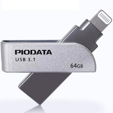 Imagem de PioData iXflash Pen Drive de 64 GB com certificação MFi Lightning e USB tipo A para iPhone/iPad/Mac/PC Cartão de memória de armazenamento externo para fotos