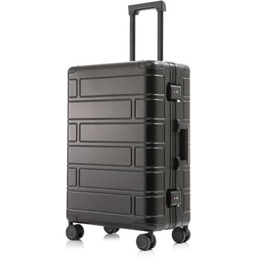 Imagem de Mala de viagem totalmente metálica, liga de alumínio e magnésio, com rodas universais, mala fashion com senha, mala simples, preta, 20 polegadas