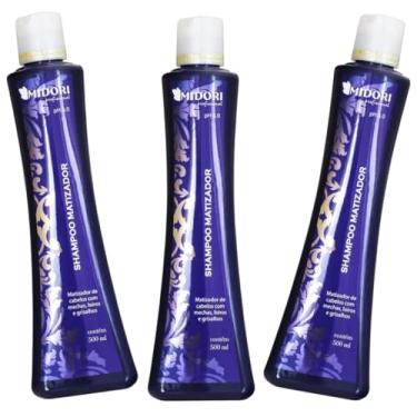 Imagem de Kit 03 Shampoo Matizador 500 Ml Midori Profissional