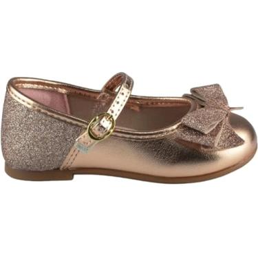 Imagem de Sapato Infantil Molekinha Metalizado com Glitter Ouro Rosado - 22