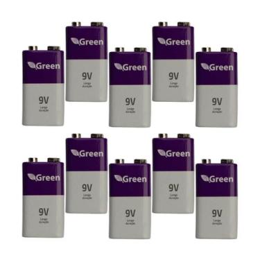 Imagem de Caixa c/10 Unidades Bateria 9v Pilha Original Green Atacado, 6F22