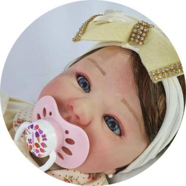 Imagem de Bebe Reborn Menina Realista Corpo de Pano Olhos Azuis - Mundo Azul e R