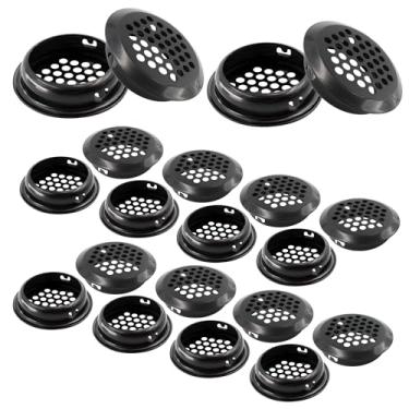 Imagem de bociloy 20 peças de saídas de ar redondas de 53 mm/5 pol. Saídas de Soffit, aberturas de ventilação de orifício de malha circular de aço inoxidável preto para armários, guarda-roupas, armários de