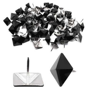 Imagem de S SYDIEN Tachinhas de estofamento pretas 19 mm x 20 mm pregos de bolha de cabeça quadrada pregos de estofamento móveis tachas de polegar ferragens unhas quadradas decorativas para construção de casa