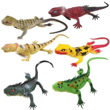 Imagem de Kit 20 Lagarto Lagartixa Crocodilo De Borracha Para Brincadeira Pegadi