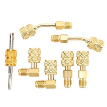 Imagem de Adaptador de Mangueira de Refrigerante R410A, Kit de Adaptador Mini Split R410A Kit de Adaptador R410A Com Removedor de Núcleo de Válvula de Latão para Mini Ar Condicionado Split