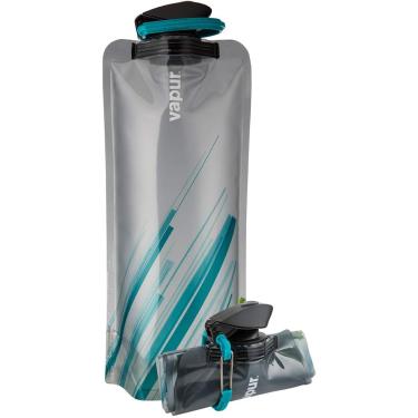 Imagem de Vapur Garrafa de água flexível Element – com mosquetão, 1 litro (1 litro) – Cinza e azul-petróleo