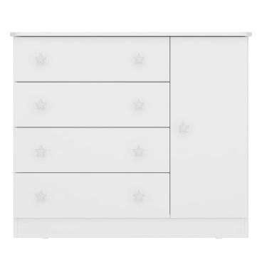 Imagem de Cômoda P/ Roupas C/ Sapateira Quarto Infantil Bebê 1 Porta 4 Gavetas 1 Prateleira Doce sonho 2561